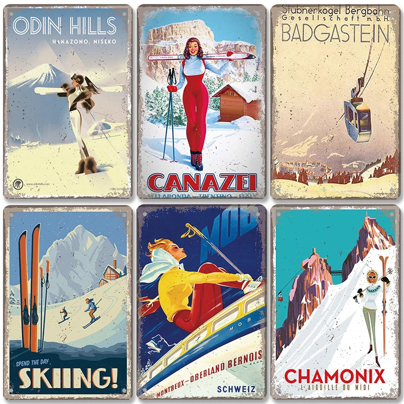 Skiing Posters (metal)