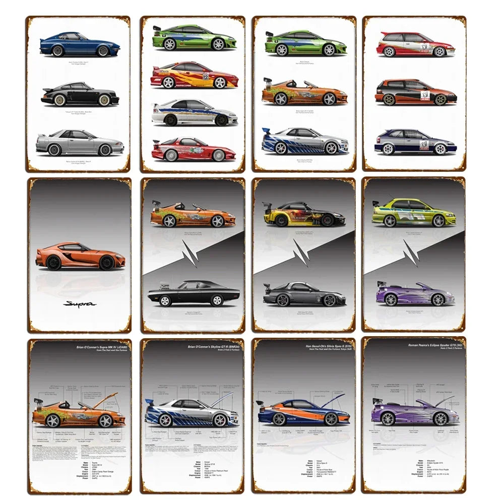 Vintage Sport Car Posters (metal)